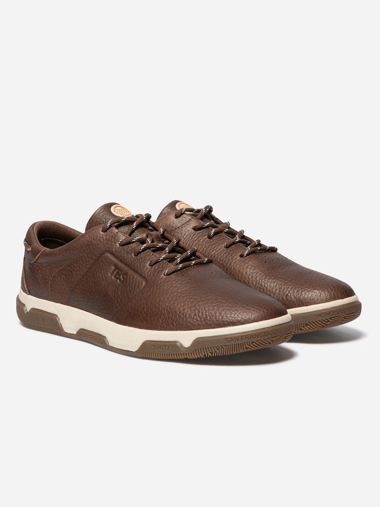 Baskets homme GEDEONE Marron - Cuir, fermeture lacets 4/5
