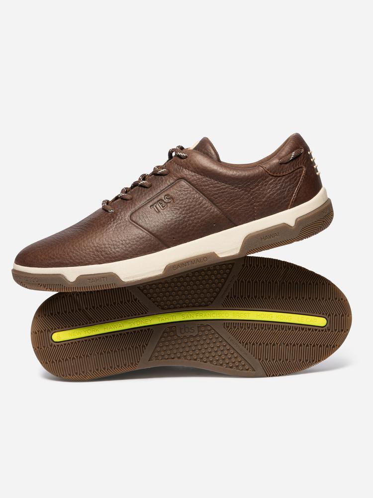 Baskets homme GEDEONE Marron - Cuir, fermeture lacets 3/5