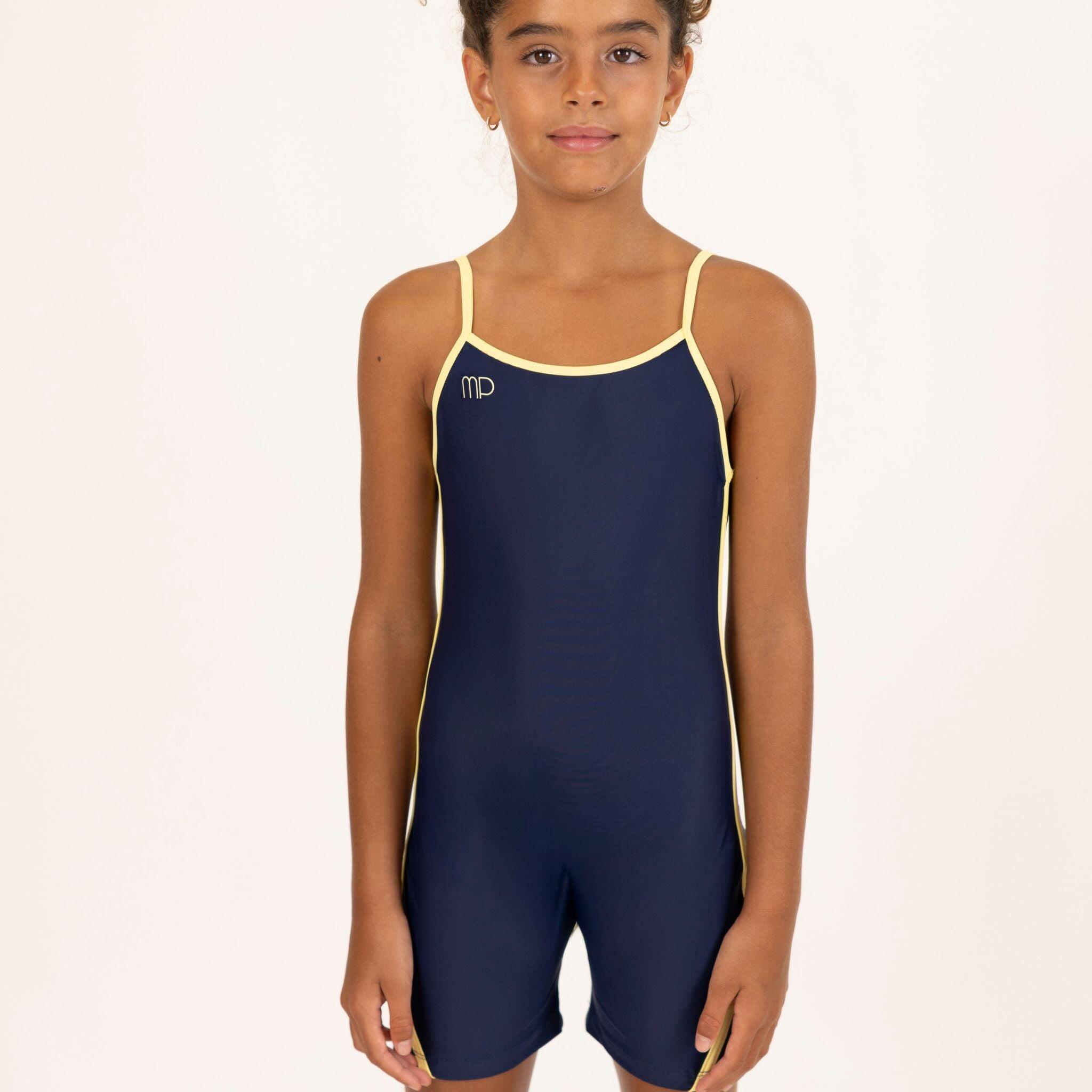 Combinaison avec Short de Gymnastique Bleue Fille 1/4