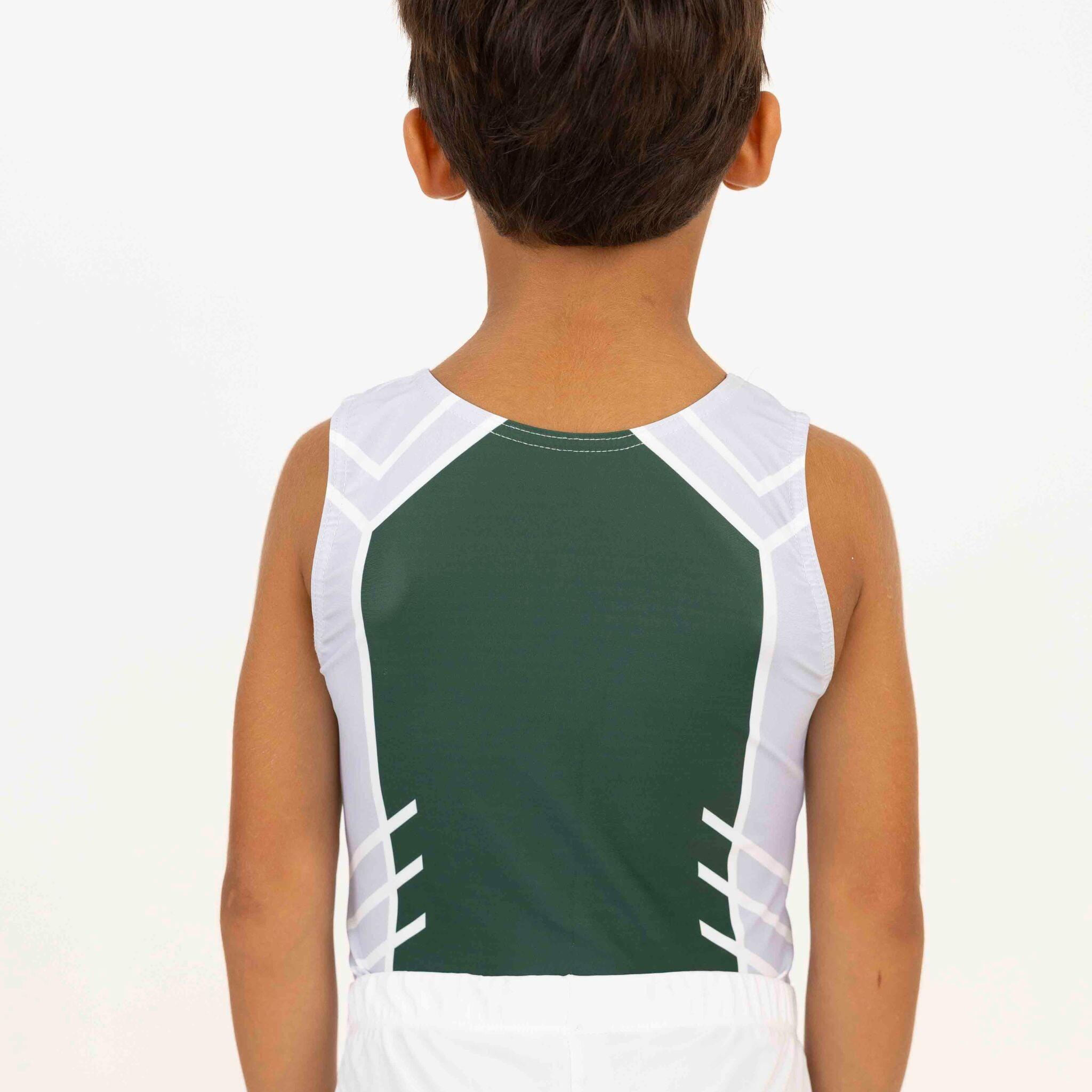 Maillot de gymnastique vert et gris garçon 3/4