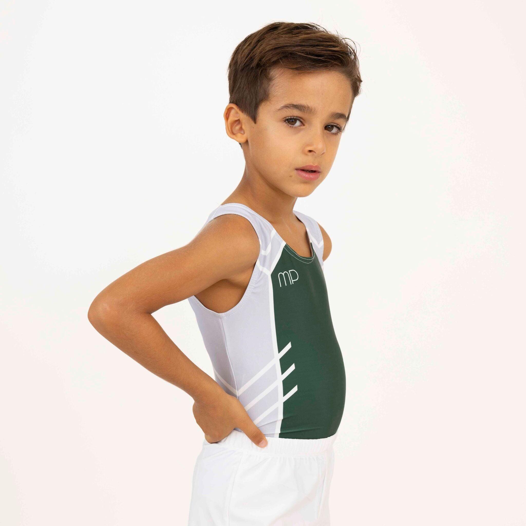 Maillot de gymnastique vert et gris garçon 2/4