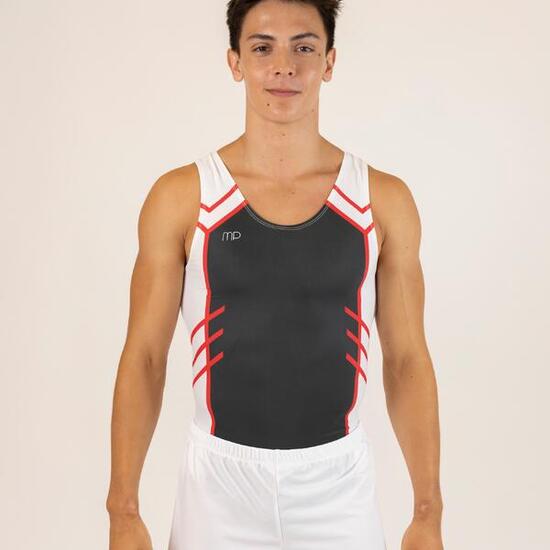 Maillot de gymnastique gris et rouge homme