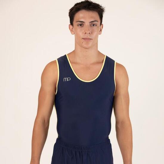 Maillot de gymnastique bleu et jaune homme