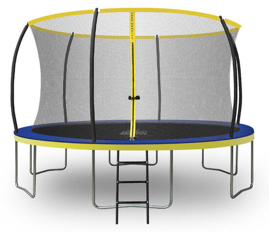 Trampolin Outdoor Ø 427 cm, TÜV GS, Smartes Klappnetz, Inkl. Leiter & Bodenanker