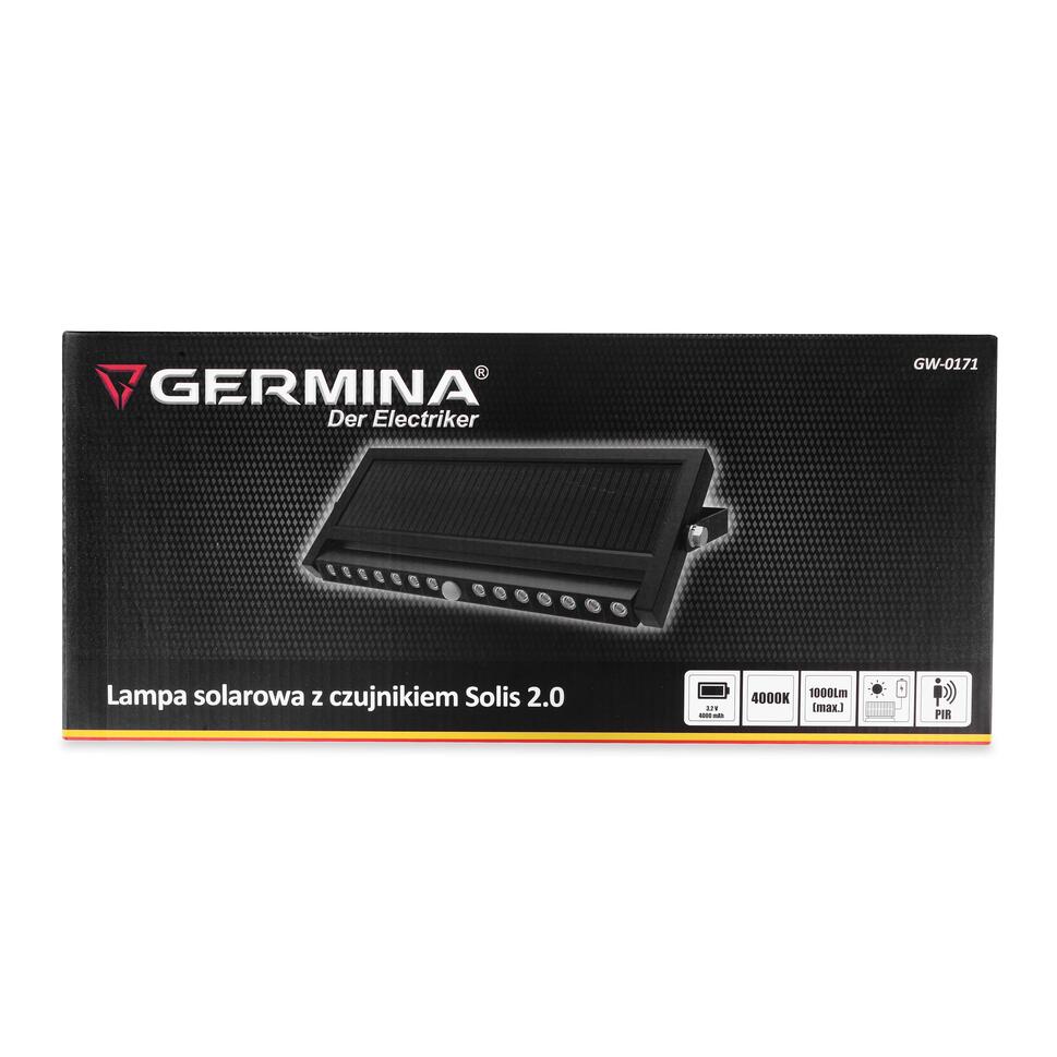 Naświetlacz solarny Germina lampa IP65 regulowana z czujnikiem ruchu i zmierzchu