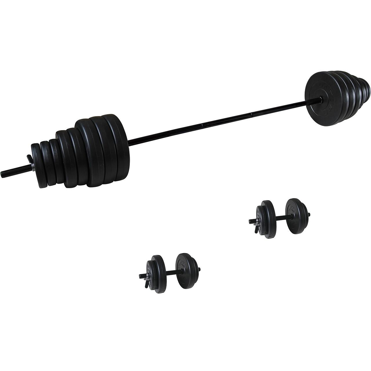 Tunturi - Kit Barre À Disques Et Haltères 50kg Noir - Kit Haltères - Noir - Taille Unique - Decathlon