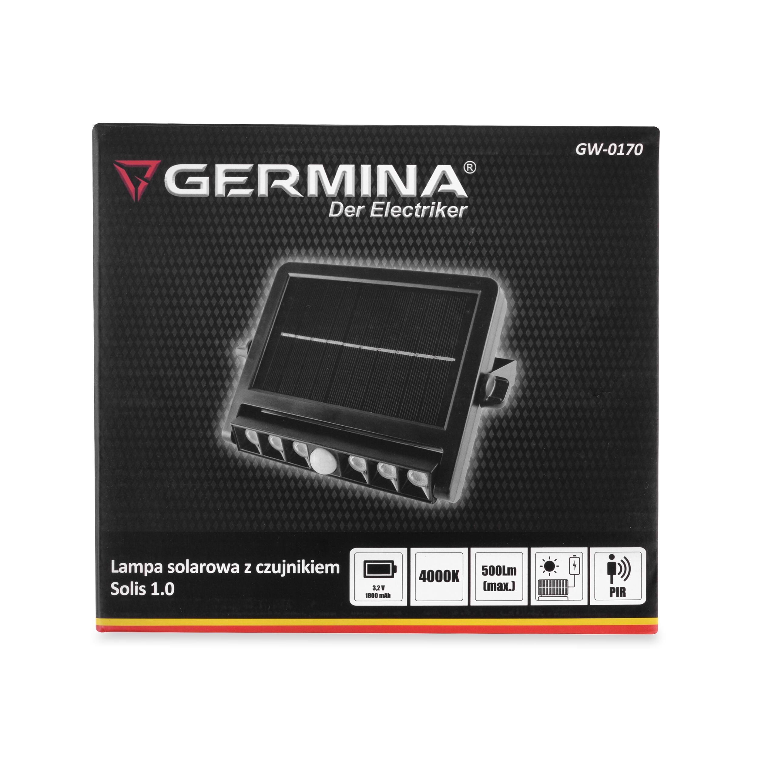Lampa solarna Germina regulowana z czujnikiem ruchu i zmierzchu 2/7