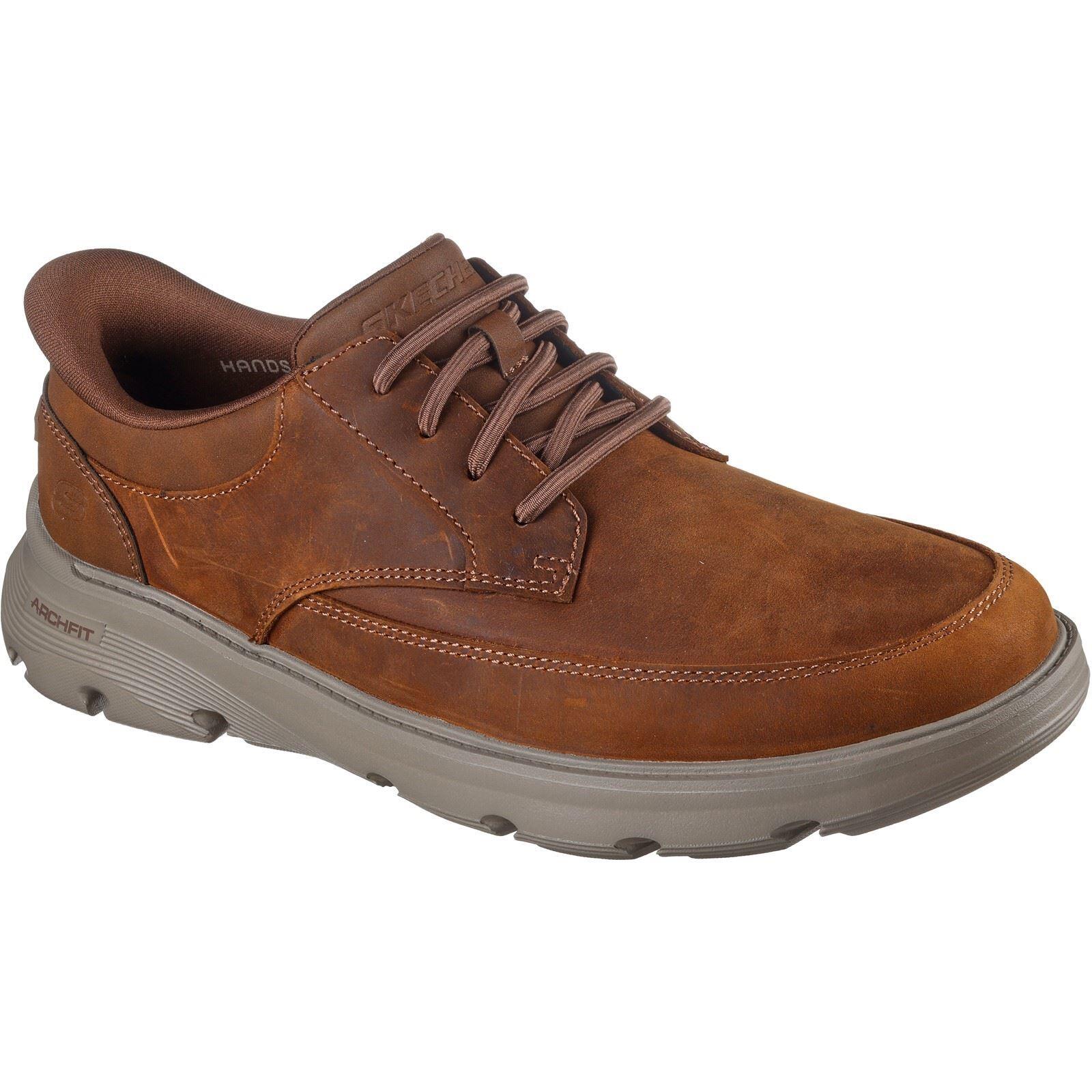 Skechers Arch Fit Garza Rowan Leather Men's Dark Brown Lace-Up Shoes 1/1