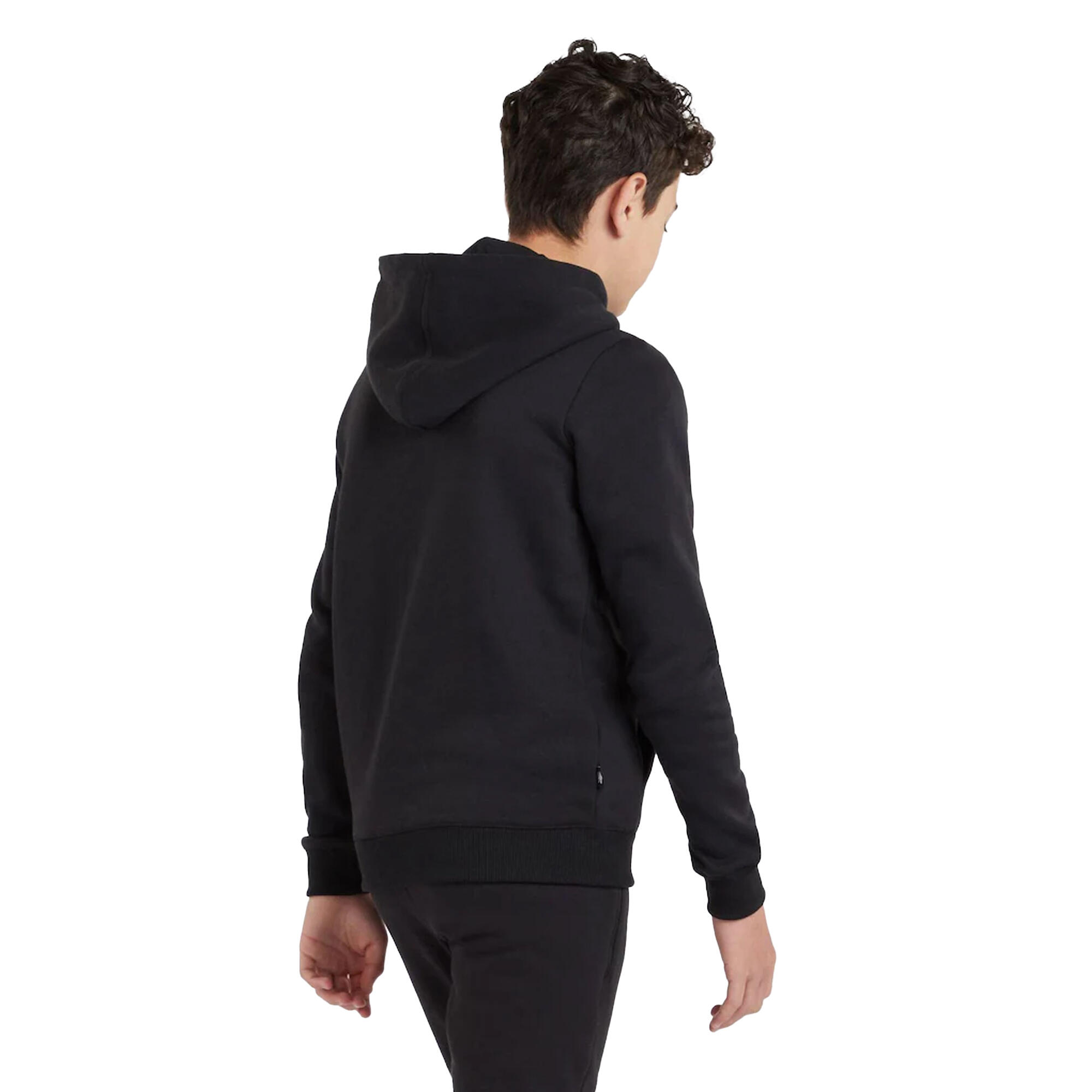 Childrens/Kids Club Leisure Drawstring Hoodie (Black/White) 3/4