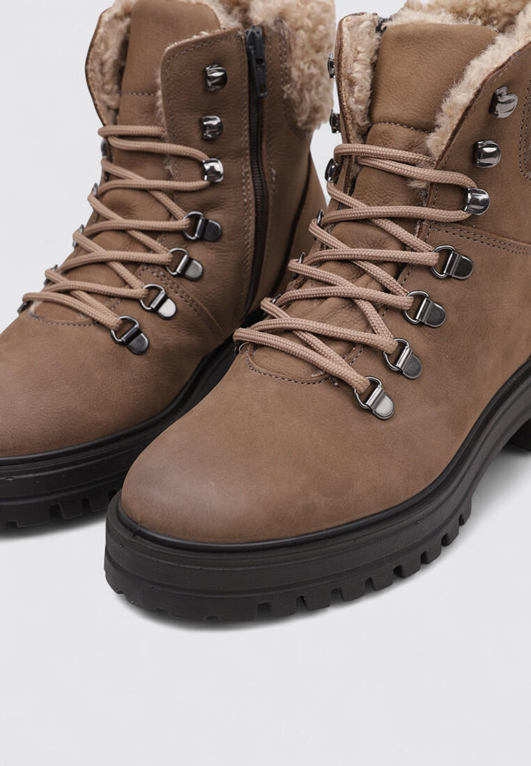 Bottes plates femme Imac 857508, cuir marron 3/4