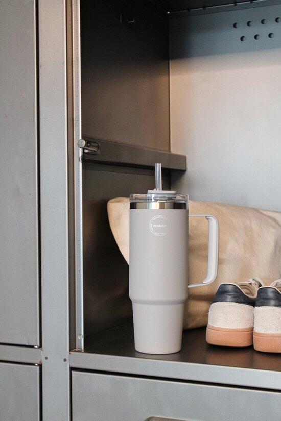 Thermobeker met rietje 885ml Light Grey 5/5
