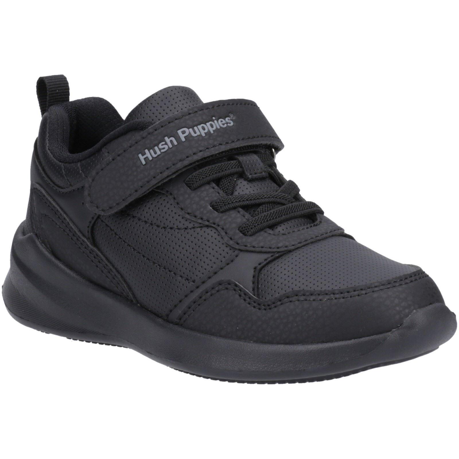 Hush Puppies Marling Bungee Lace Senior Black Shoes UK HUSH