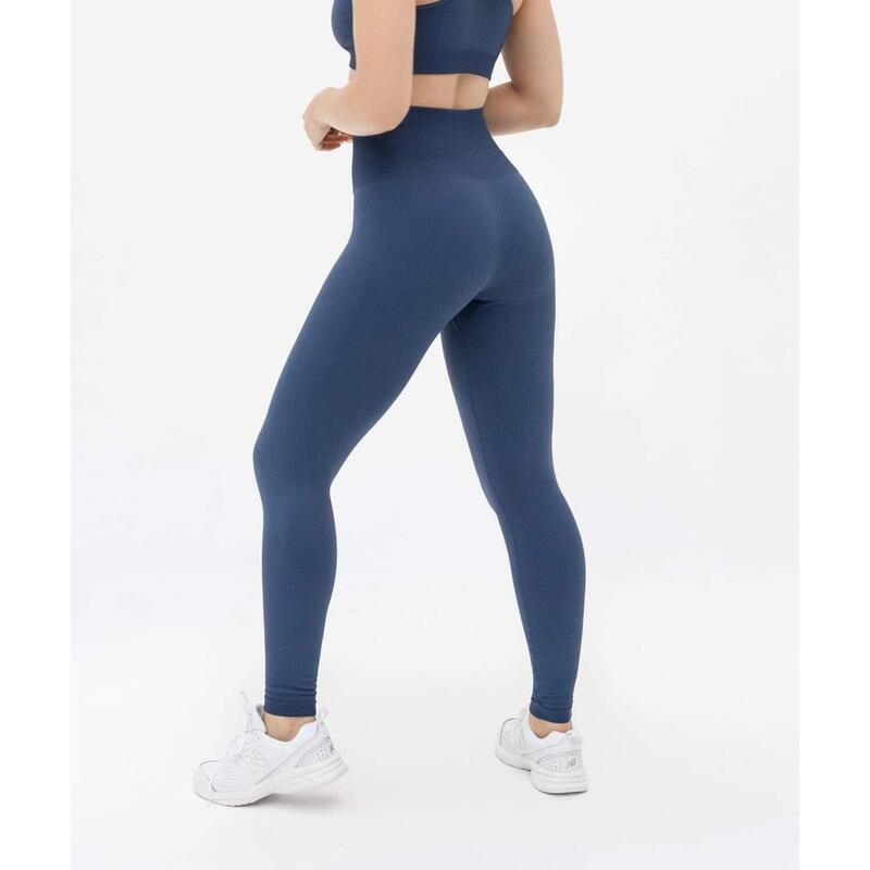 Leggings Donna Fitness vita alta seamless Super Strong - Blu