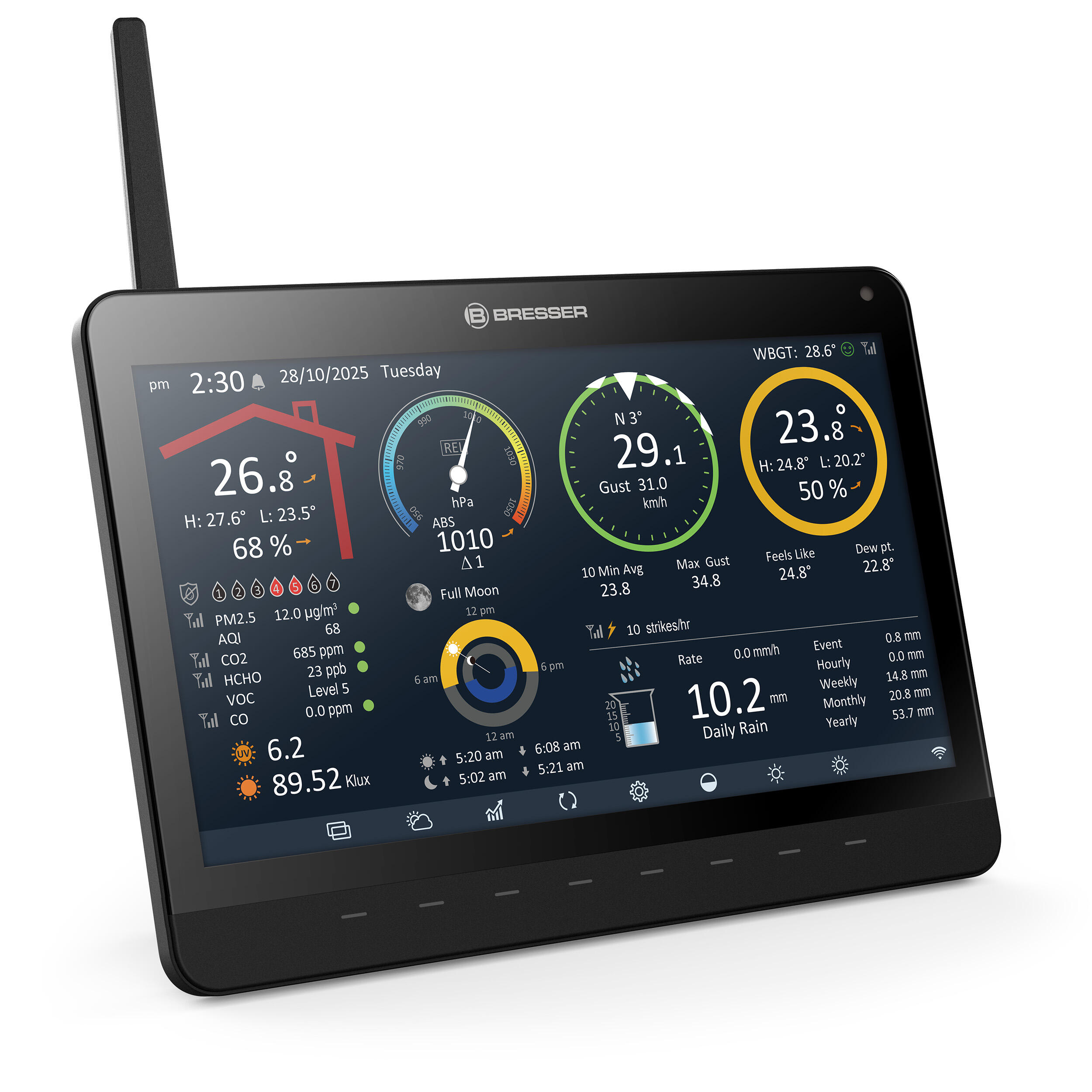 Estação meteorológica profissional Wi-Fi 9 em 1 com moldura digital para fotos 5/7