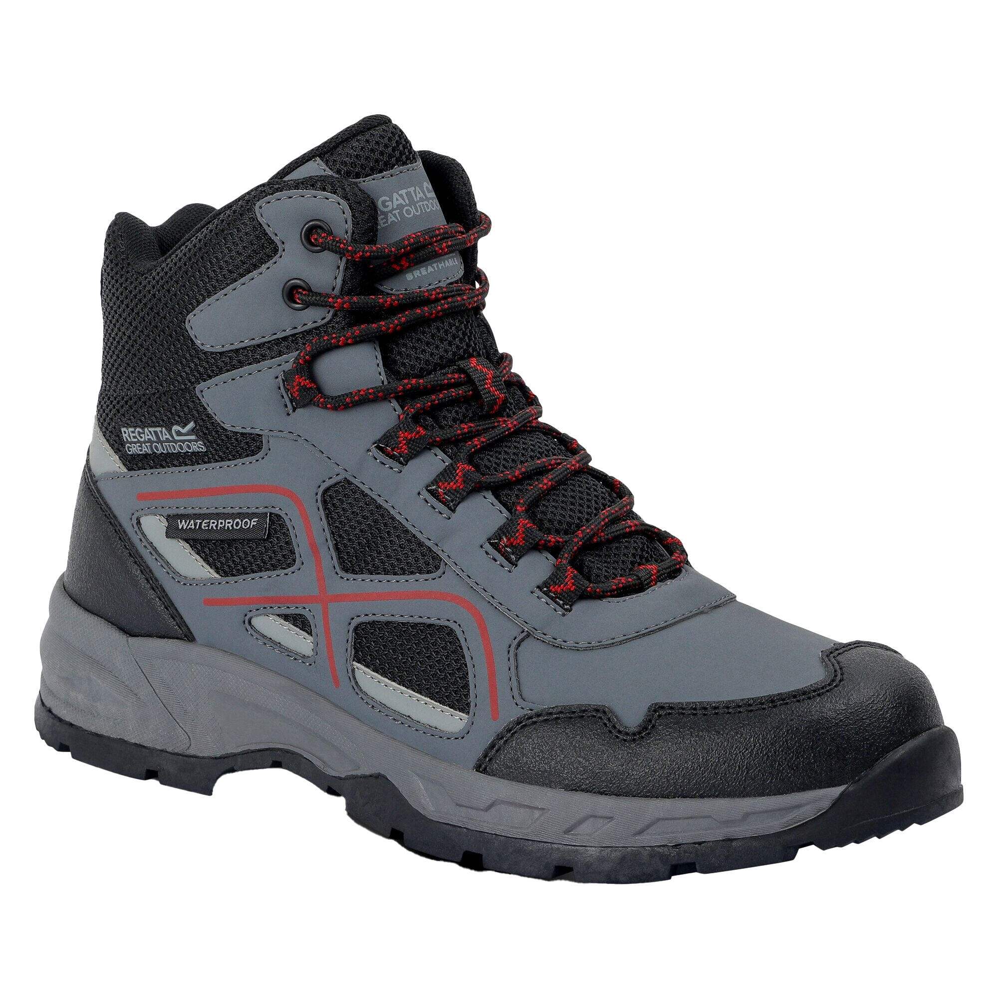 REGATTA Mens Vendeavour Walking Boots (Granite/Rio Red)