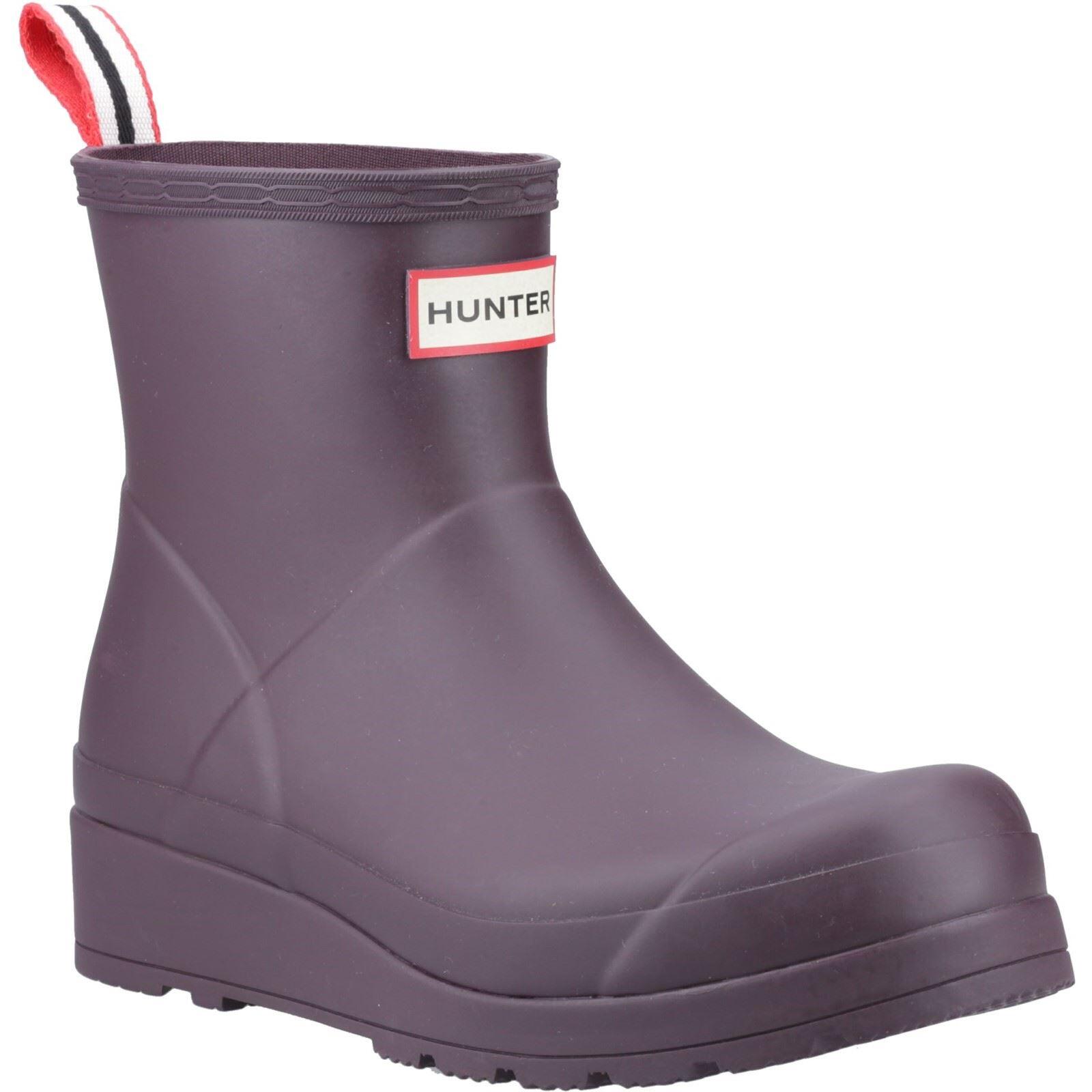 Hunter Play Short Rubber Women's Black/Grape Wellington Boots