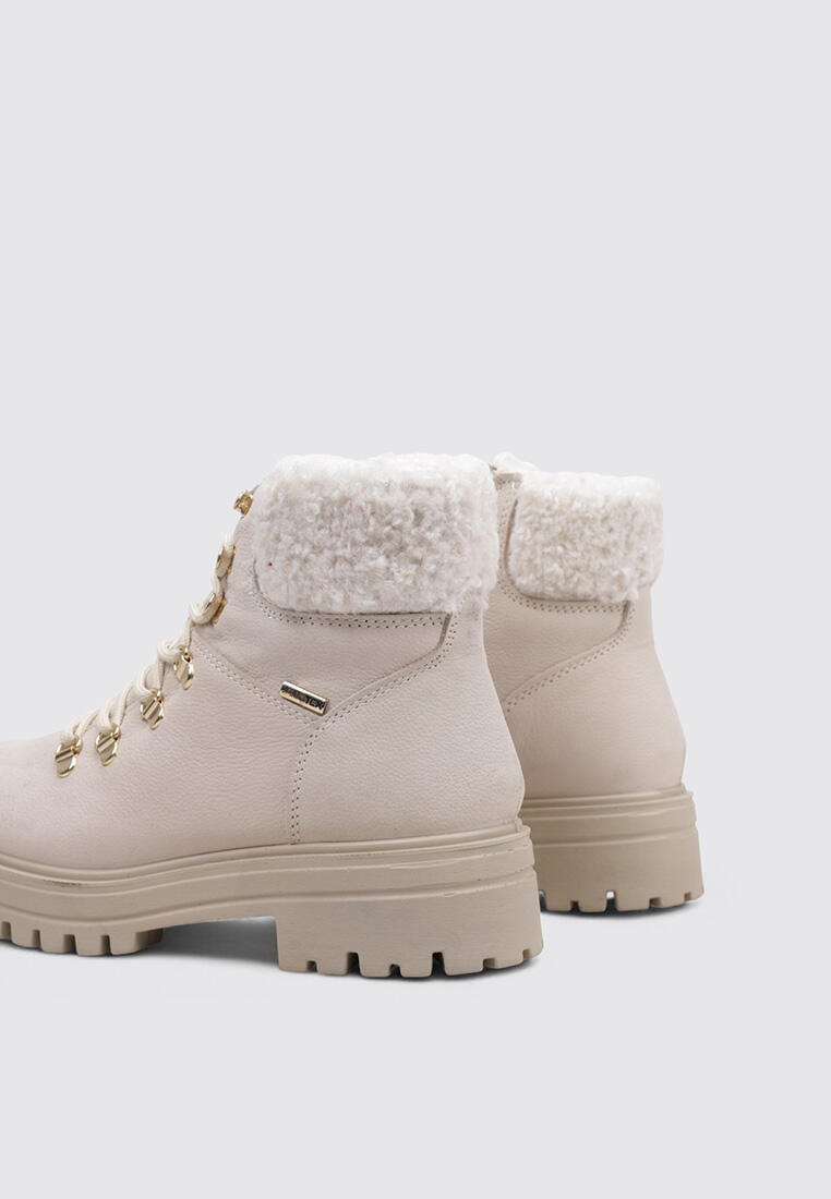 Imac 857508 Botas esquimales mujer Beige, cuero y forro textil, impermeables 4/4