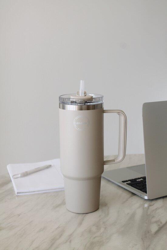 Thermocup avec paille 885ml Cream Beige 3/4