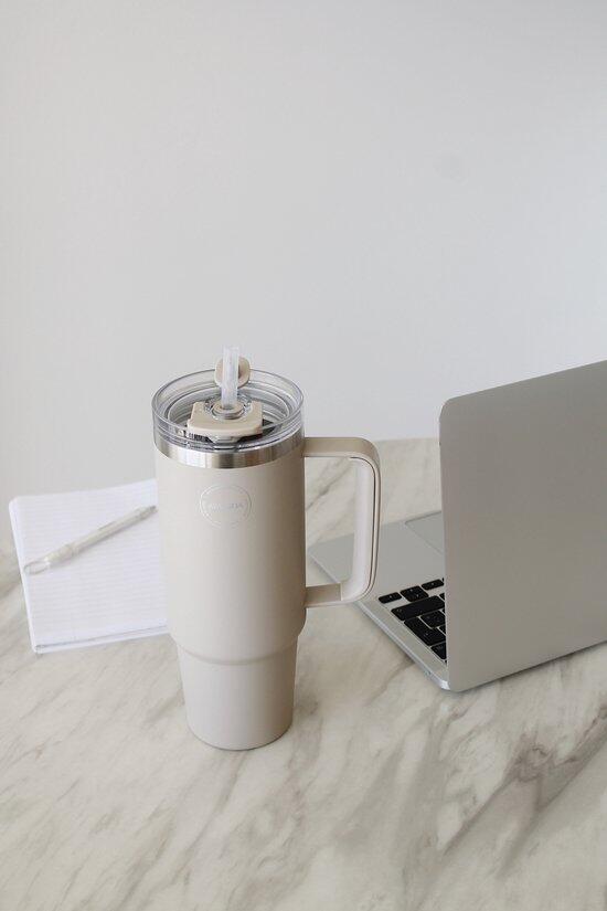 Thermocup avec paille 885ml Cream Beige 4/4
