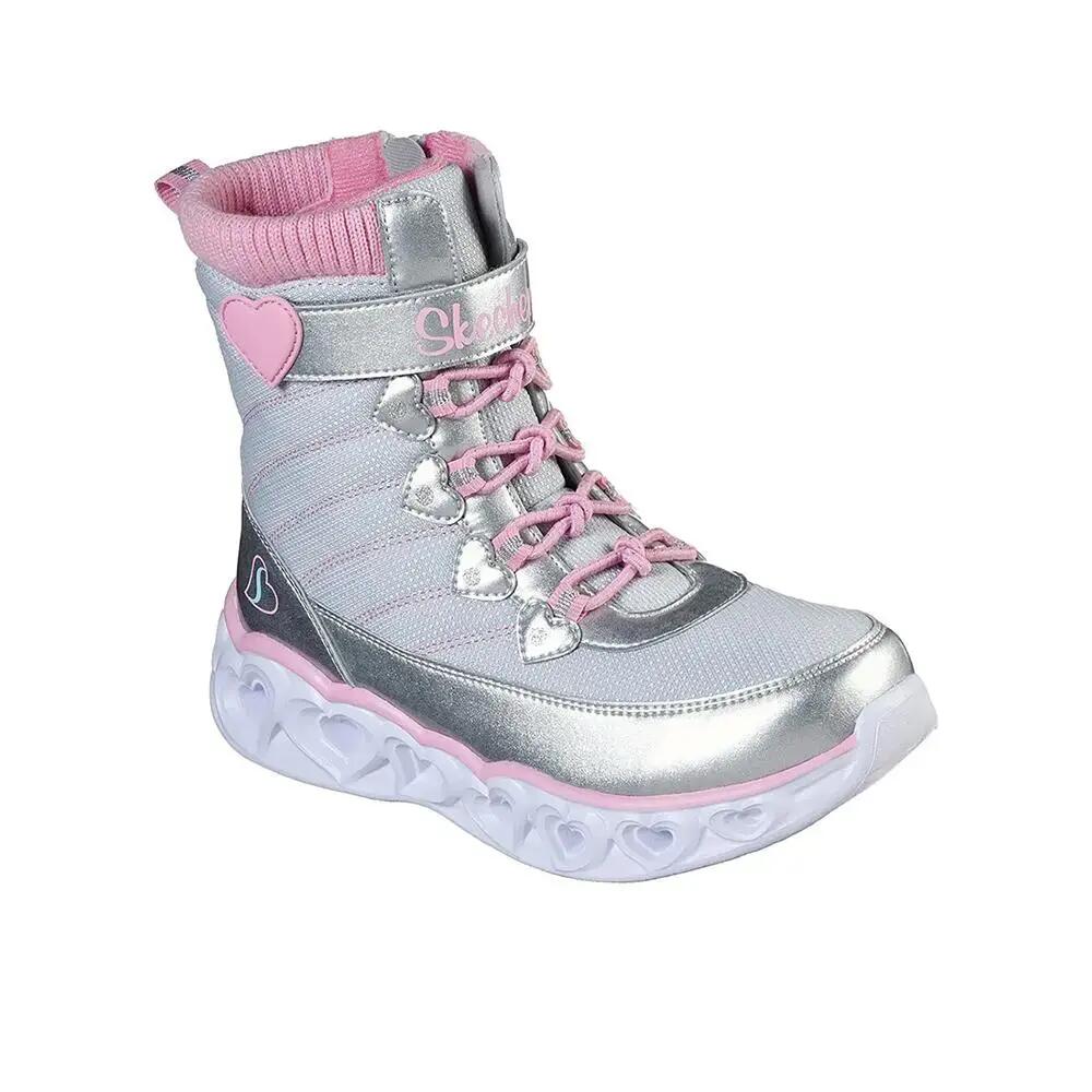 Botas de tornozelo de Skechers Girl Girl Brilha em Cinza/Rosa 2/4