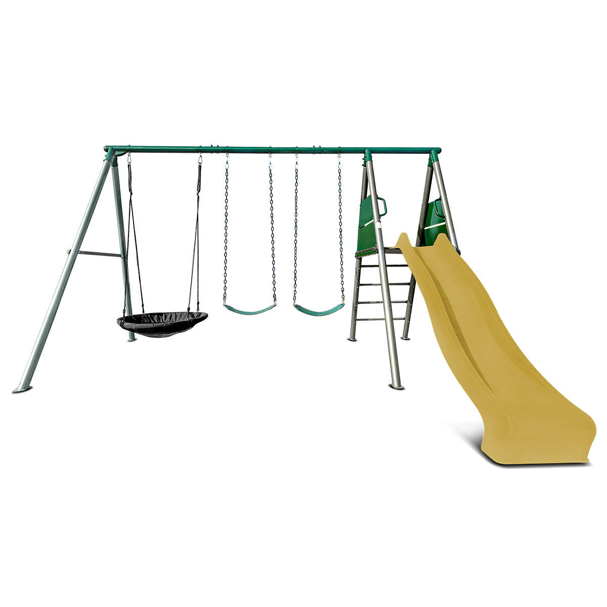 Lifespan Kids Europa Commercial Grade Steel Swing Set with Climb and 2.2m Slide