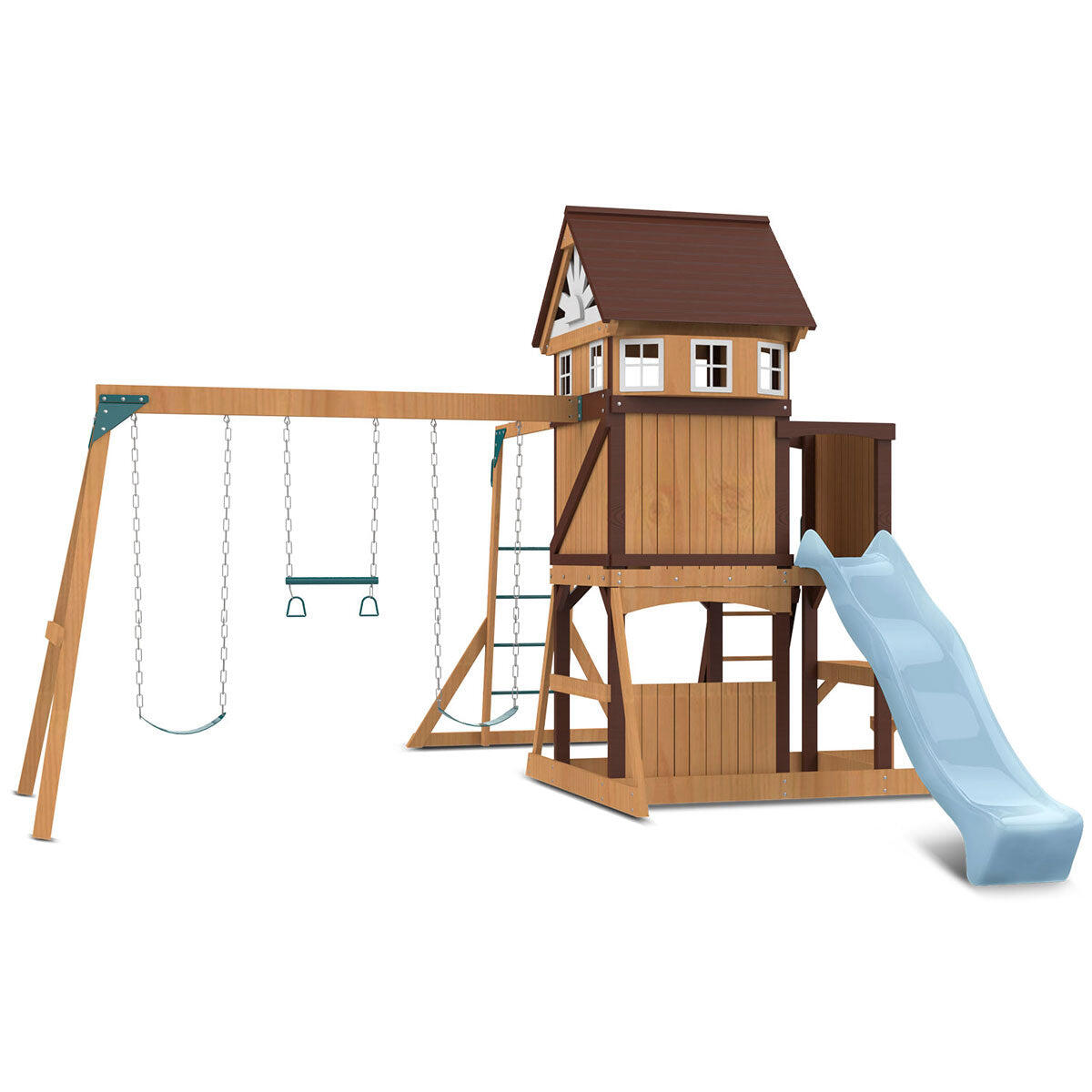 Lifespan Kids Meer Brook Swing Set, Monkey Bars and Play Centre with 2.2m Slide