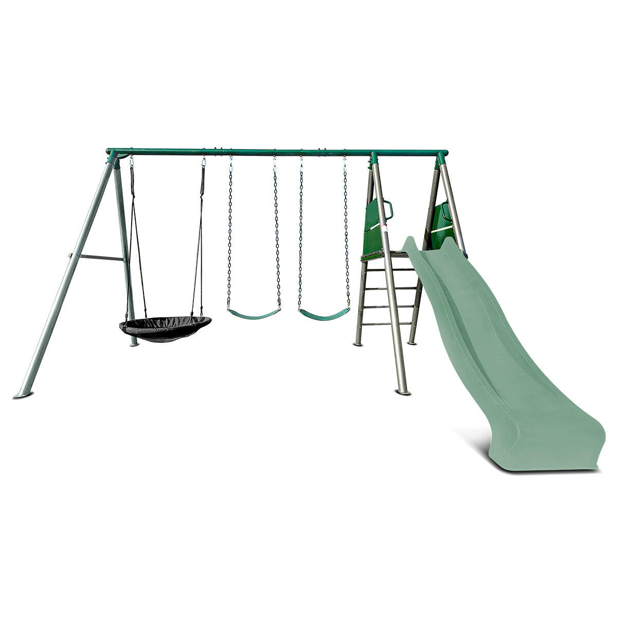 Lifespan Kids Europa Commercial Grade Steel Swing Set with Climb and 2.2m Slide