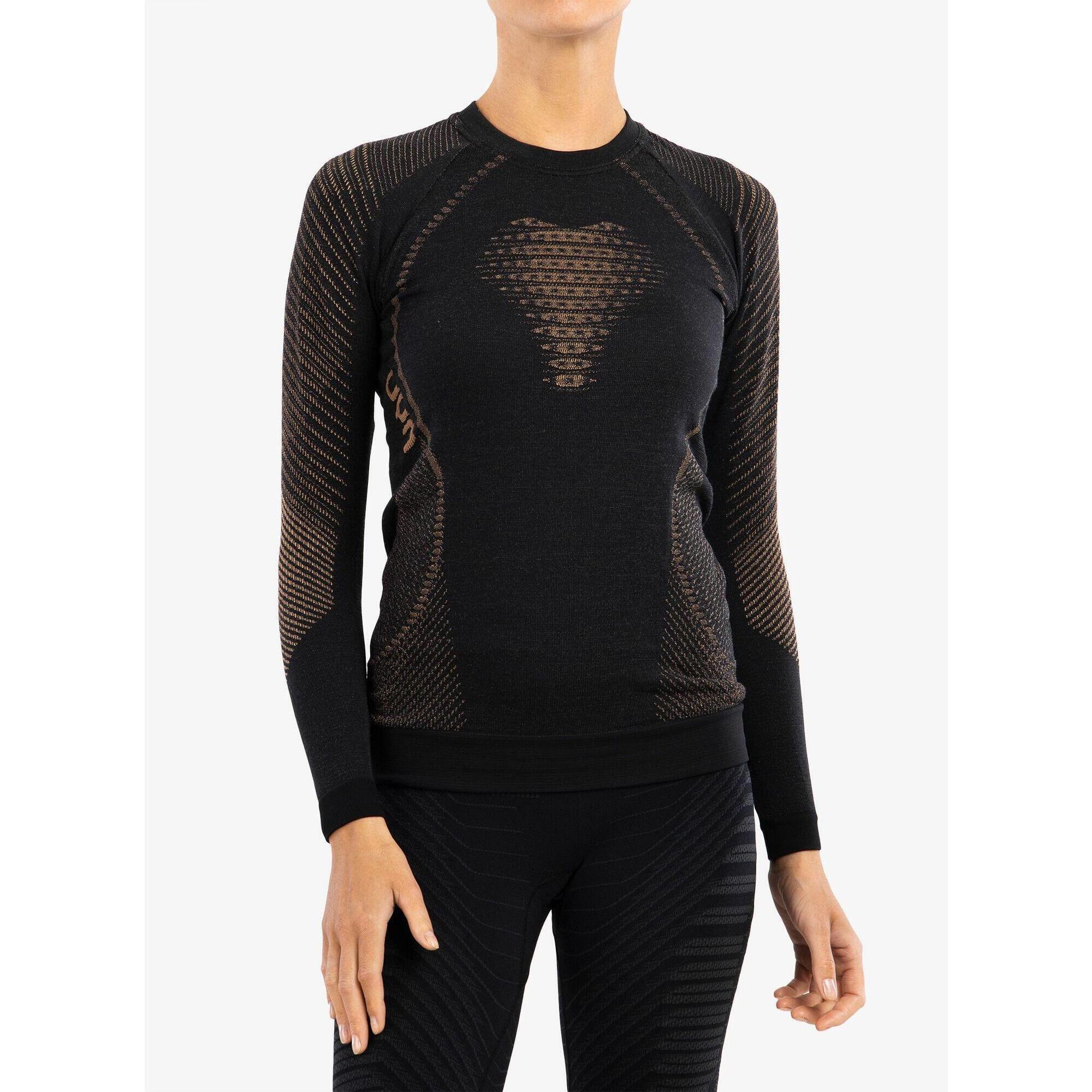 Uyn - Cashmere Shiny 2.0 Sous-vêtement Manches Longues Col Rond Femme - Sous Vêtement Haut - Noir - 44 L - Decathlon