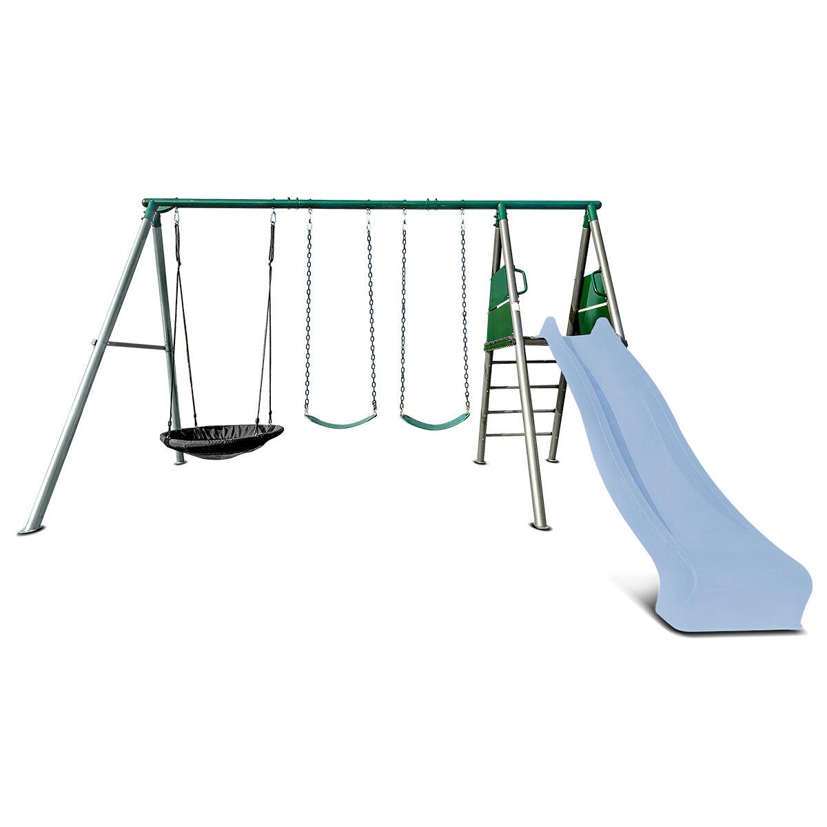 Lifespan Kids Europa Commercial Grade Steel Swing Set with Climb and 2.2m Slide