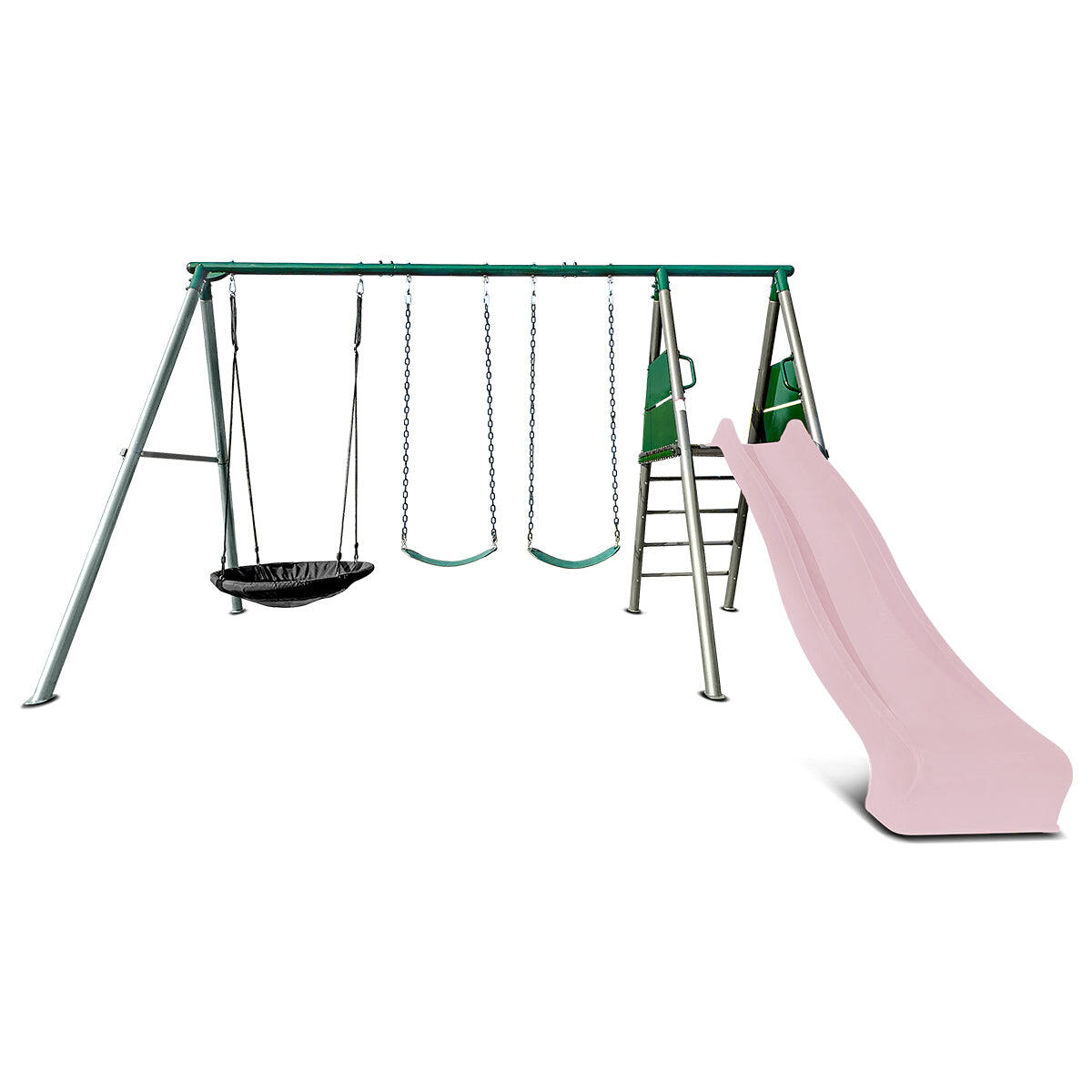 Lifespan Kids Europa Commercial Grade Steel Swing Set with Climb and 2.2m Slide