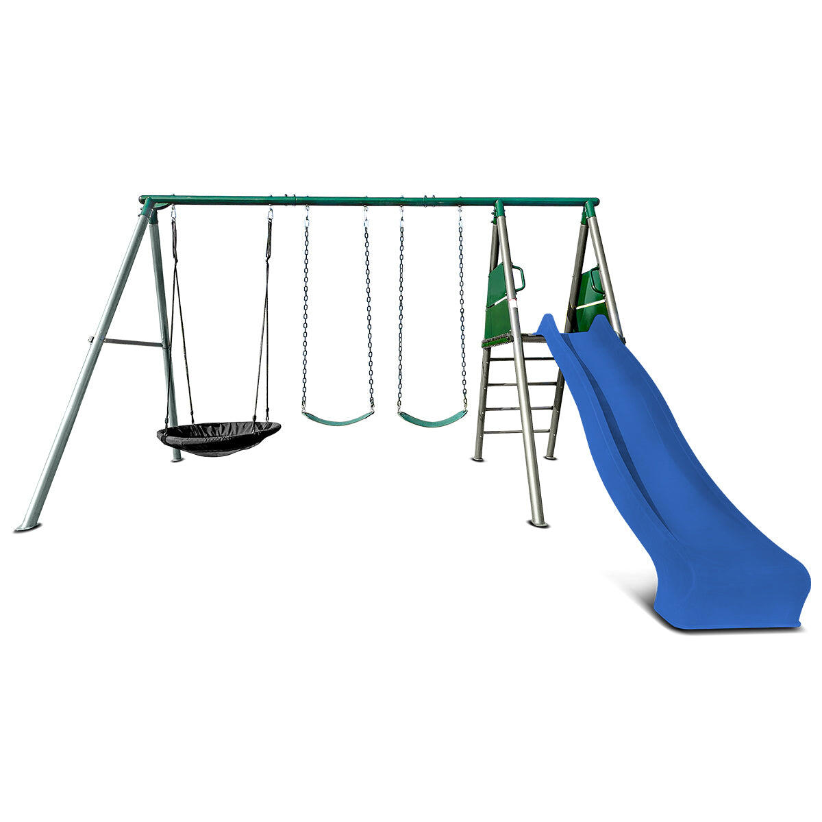 Lifespan Kids Europa Commercial Grade Steel Swing Set with Climb and 2.2m Slide