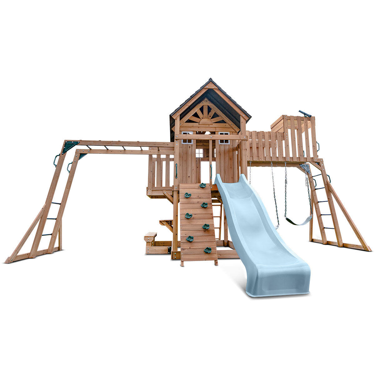 Lifespan Kids Kensington Swing Set, Monkey Bars and Play Centre with 2.2m Slide