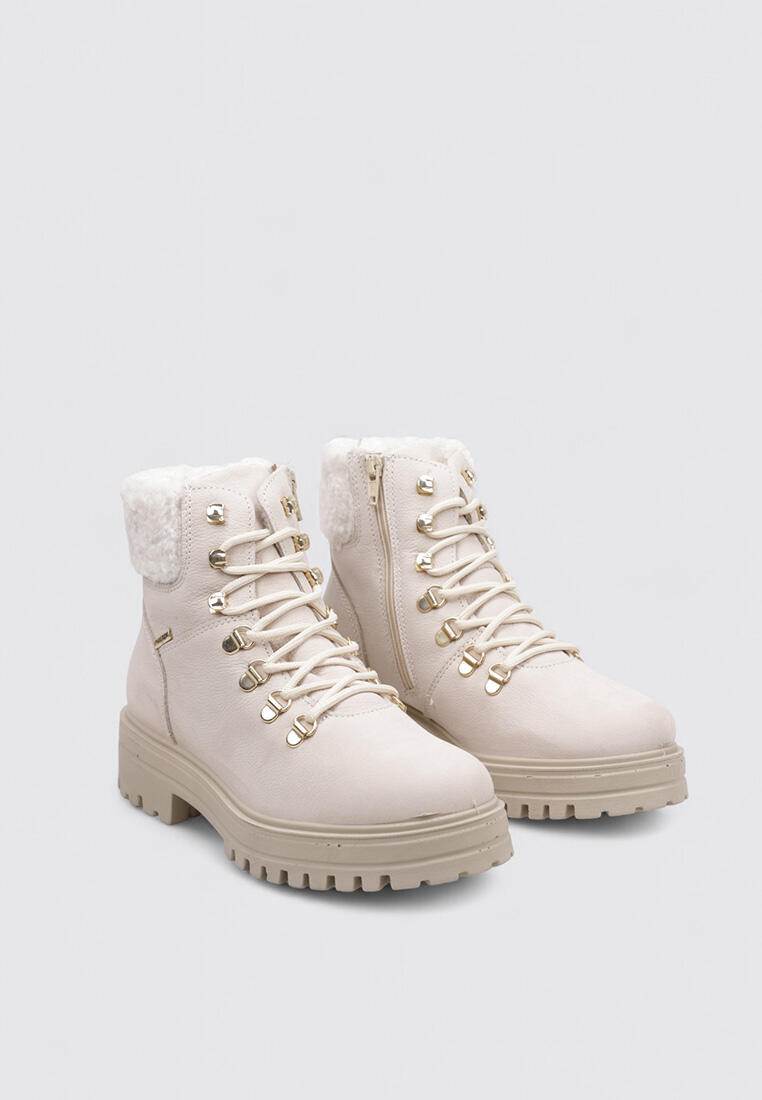 Imac 857508 — Bottes esquimales femme Beige, cuir imperméable, talon 5 cm 2/4