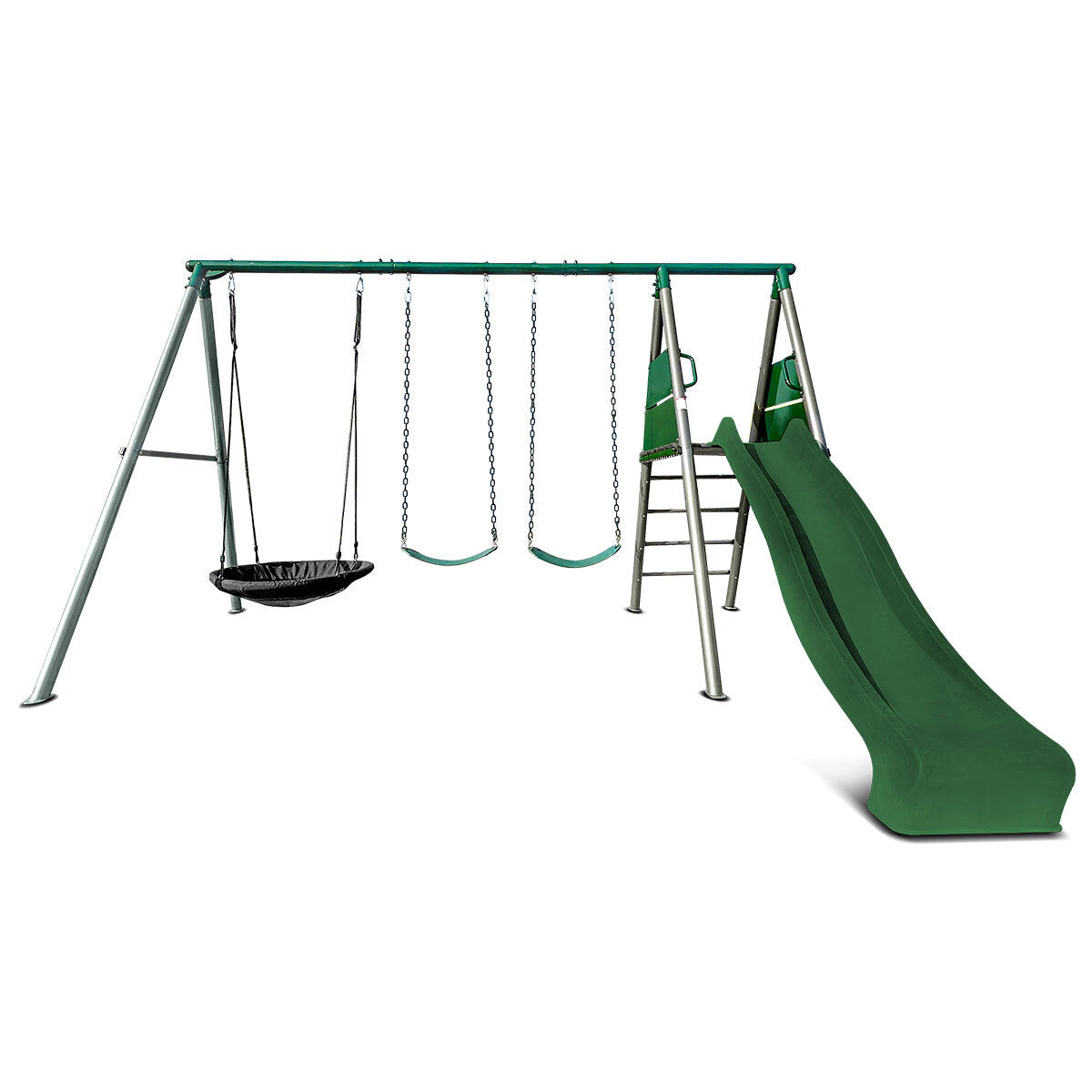Lifespan Kids Europa Commercial Grade Steel Swing Set with Climb and 2.2m Slide