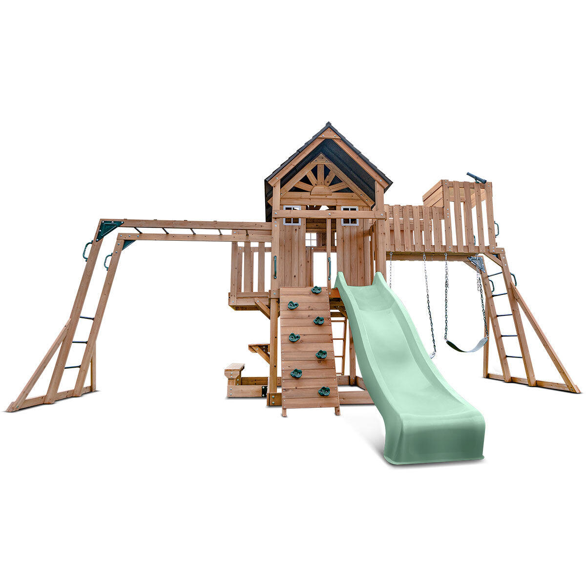 Lifespan Kids Kensington Swing Set, Monkey Bars and Play Centre with 2.2m Slide