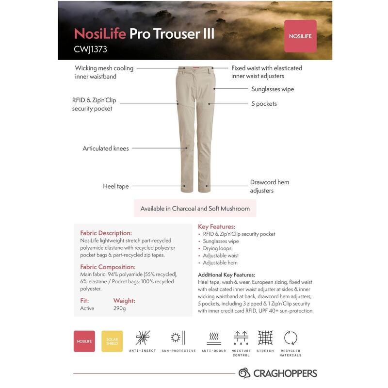 Pantaloni de drumeție pentru femei Craghoppers NosiLife PRO Trouser III