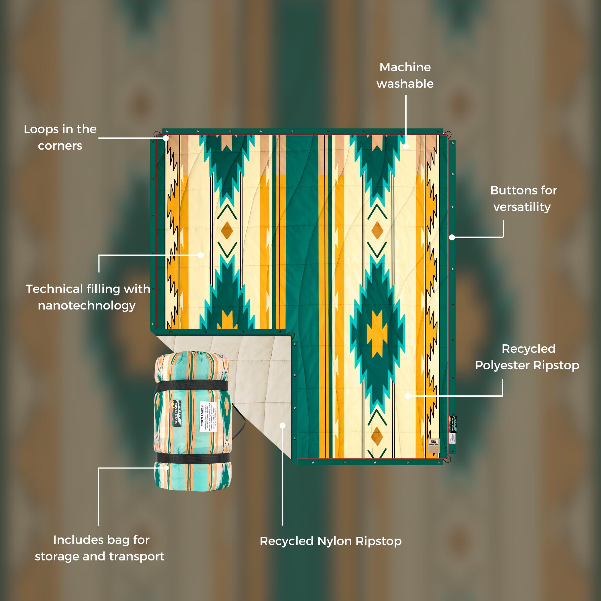 XL Outdoor-Bettdecke Seven Peaks Navajo mehrfarbig 200x180cm 2/7