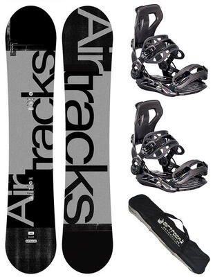 Heren snowboardset: board silver extra wide + binding master xl + sb tas
