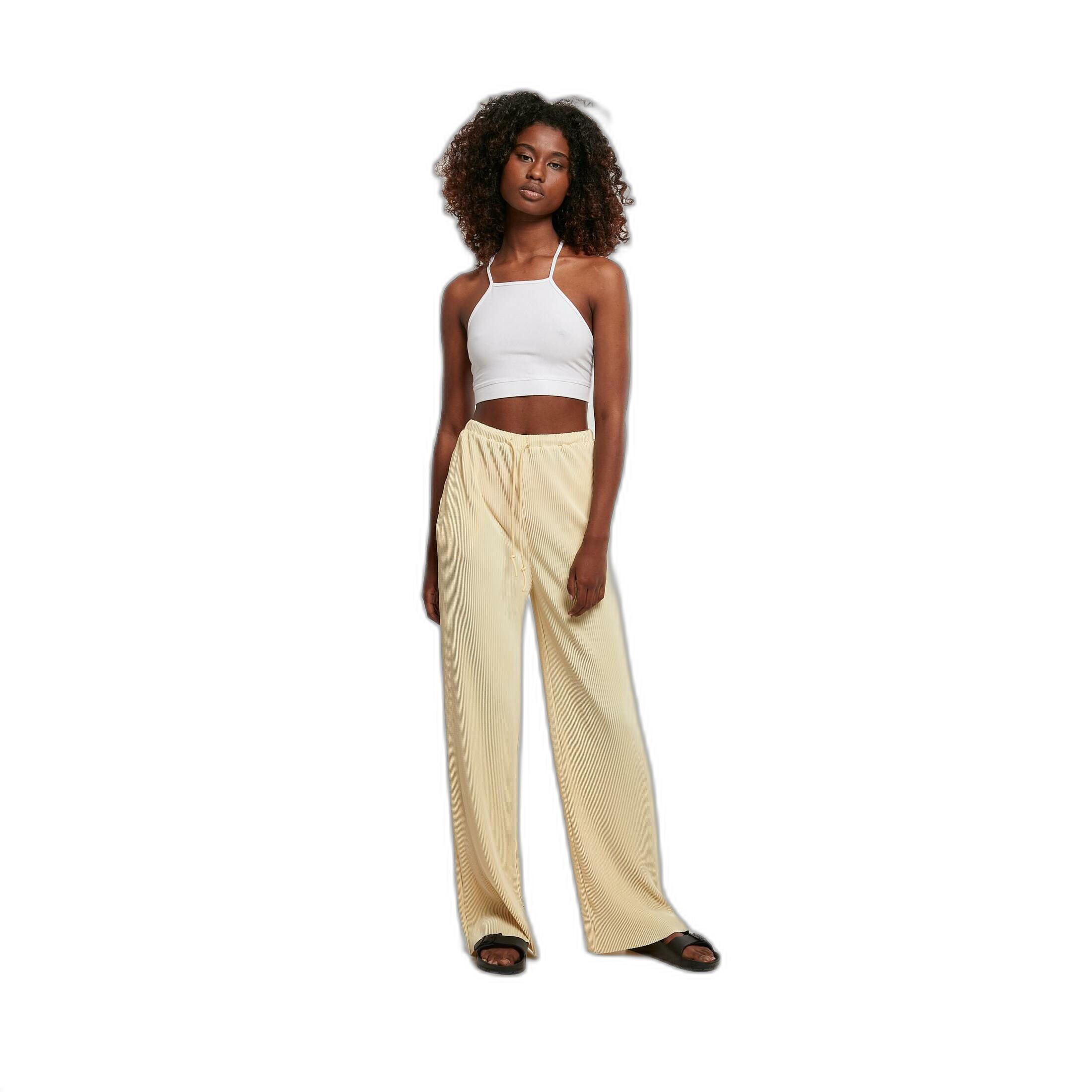 Urban Classics - Pantalon Plissé Femme Urban Classics - Pantalons - Jaune - Decathlon