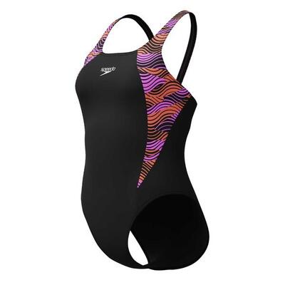 Speedo HyperBoom Splice Muscleback Badeanzug - Schwarz/Pink - Größe 28