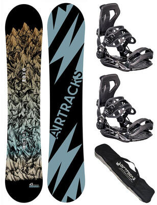 Heren snowboardset: board mountain lines wide + binding master l + sb tas