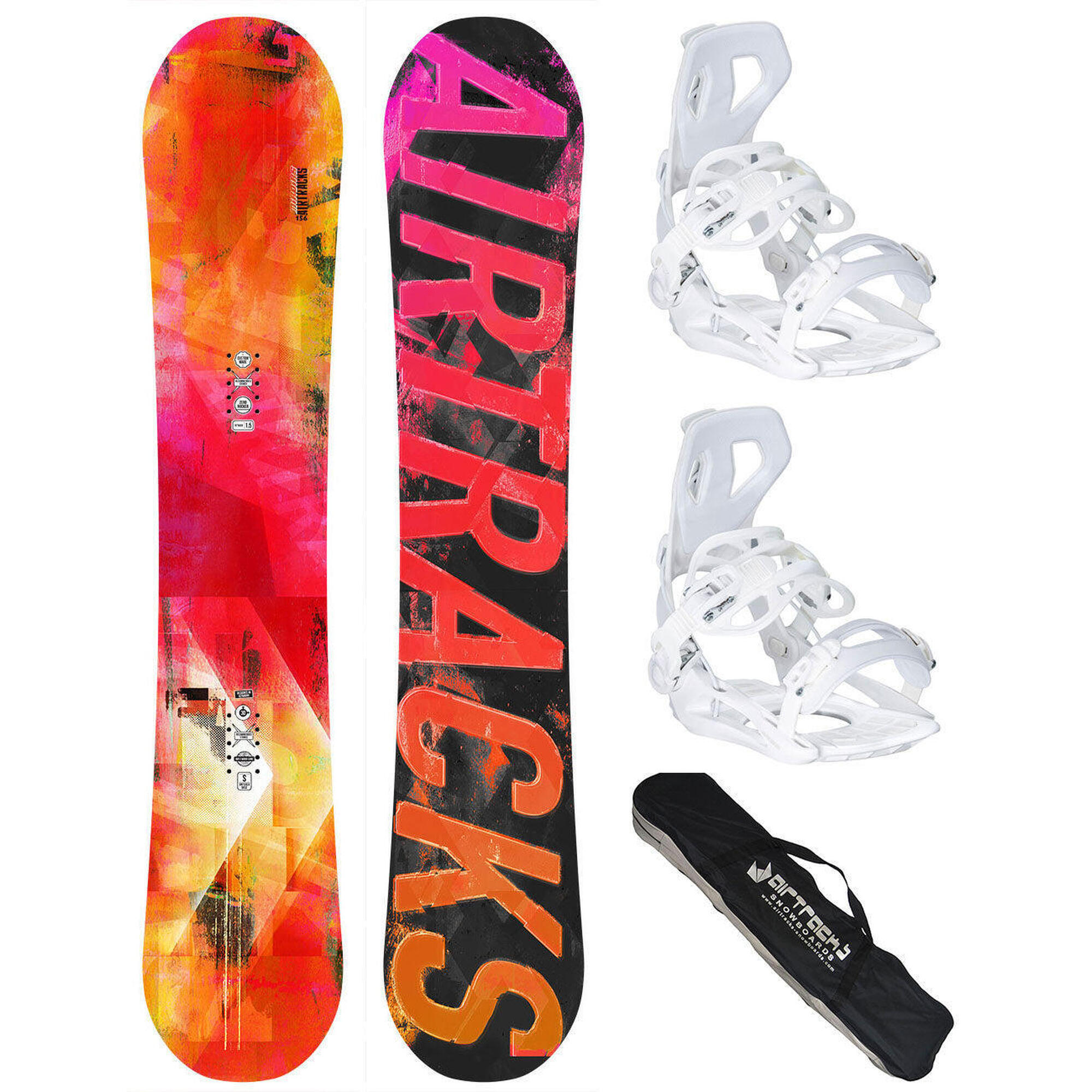 Airtracks - Set Snowboard Femme: Planche Morioirs Rocker + Fixations Master W M + Sac Sb - Snowboard - Rouge - 150cm - Decathlon