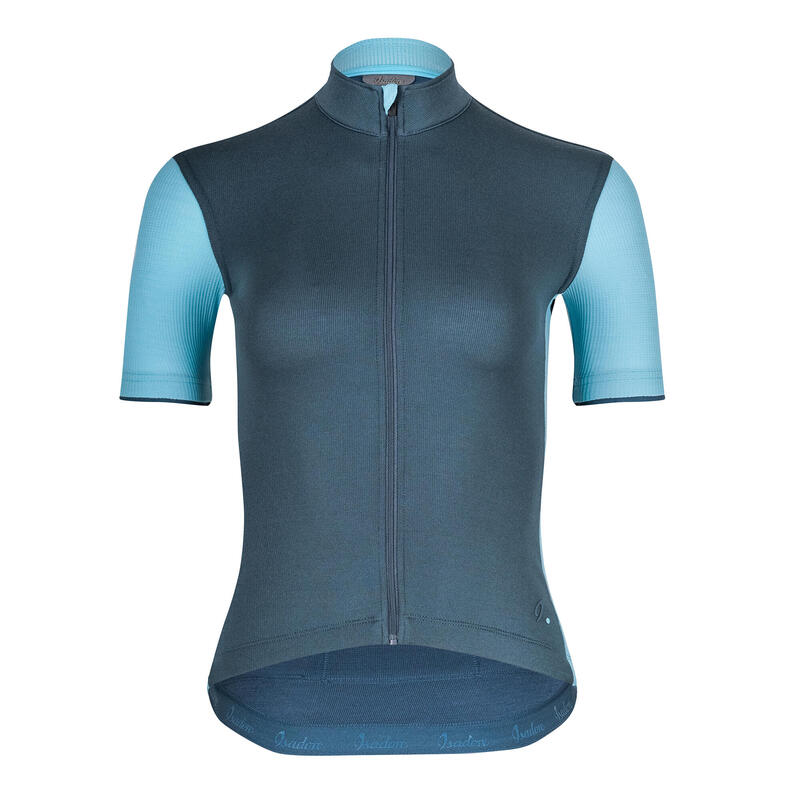 Maillot à manches courtes de cyclisme pour femmes Signature Bleu Orion/Aquarelle