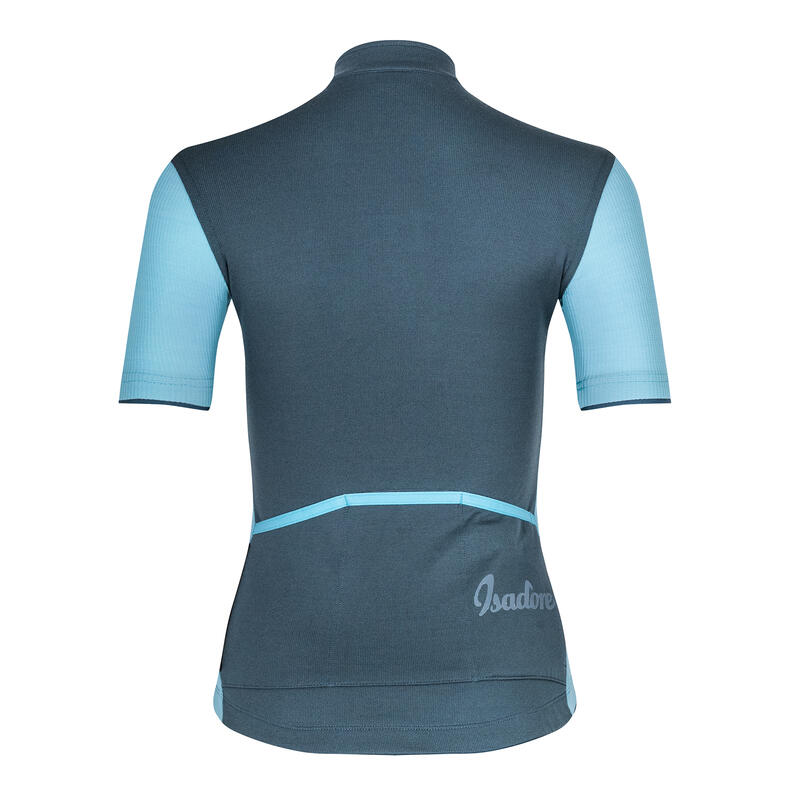 Maillot à manches courtes de cyclisme pour femmes Signature Bleu Orion/Aquarelle