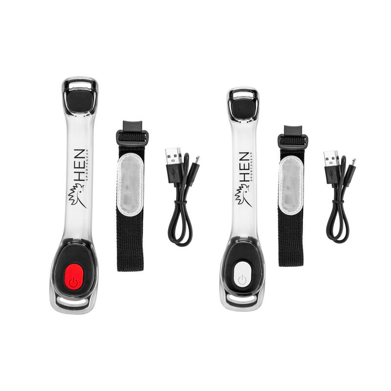 LED náramek – dobíjecí přes USB – 2 ks – červený + bílý