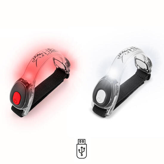 LED - Bracciale luminoso - Rosso + Bianco - Ricaricabile tramite USB - 2 pezzi
