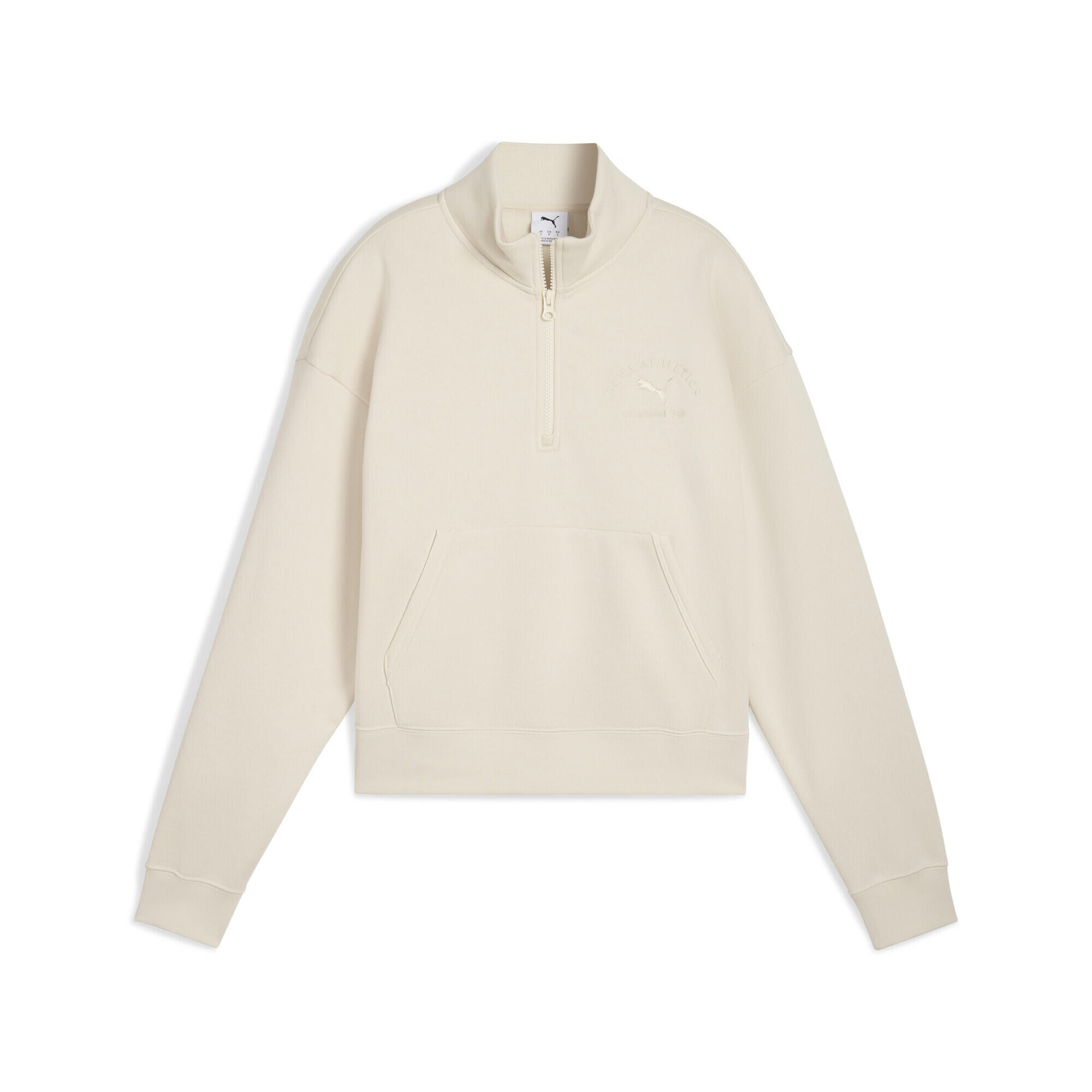 Puma - Sweat Court À Col Zippé Puma Class Femme Puma - Pull - Blanc - Decathlon
