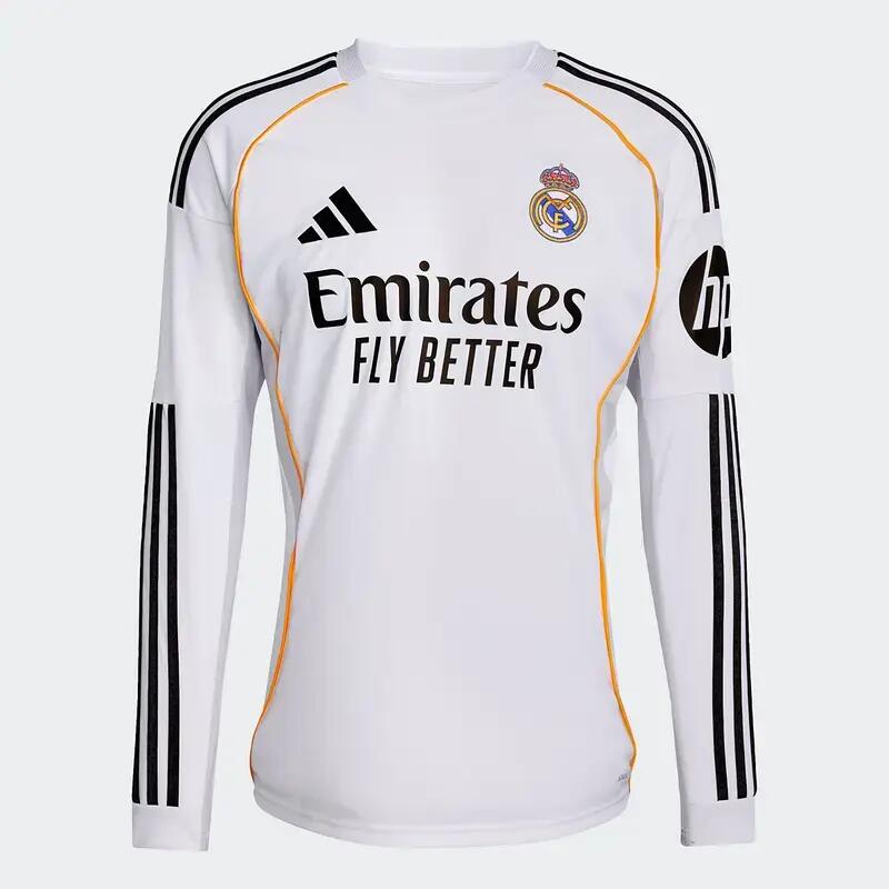 Adidas Real Madrid 25/26 Long Sleeve Home Jersey Men Footabll Jerseys White -  1