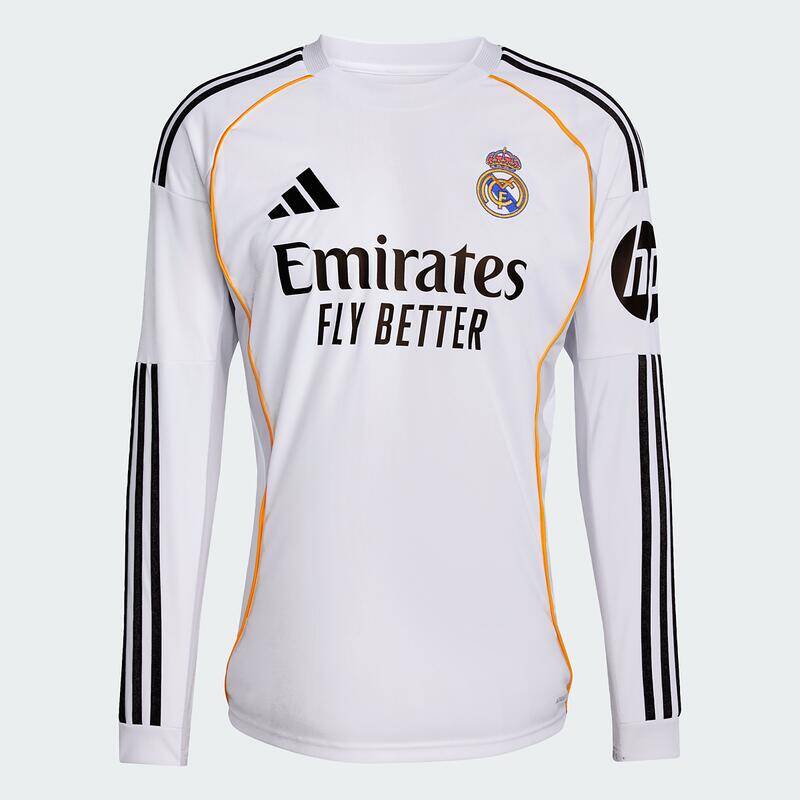 Adidas Real Madrid 25/26 Long Sleeve Home Jersey Men Footabll Jerseys White