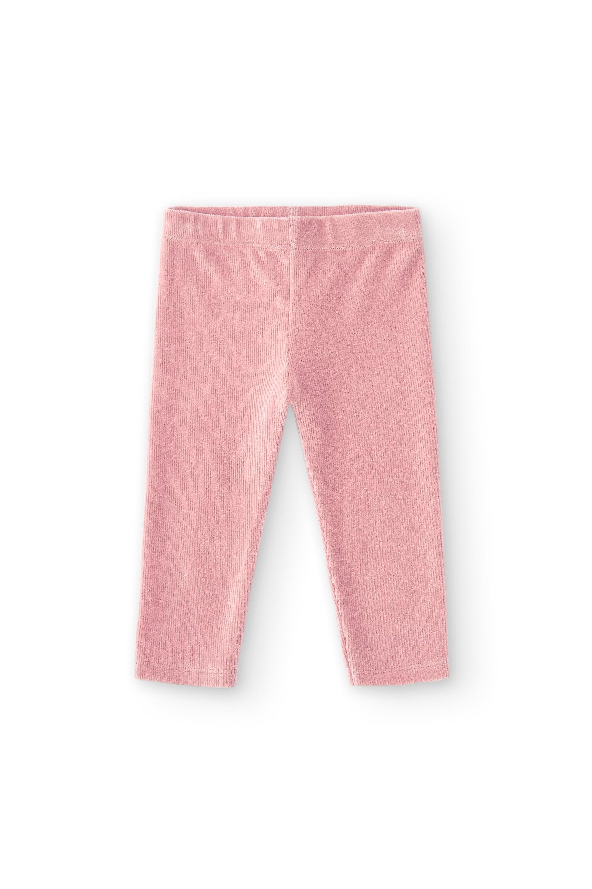 Calça legging rosa de veludo cotelê elástico para bebê - 2/4
